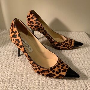 Leopard and Black Patent Jimmy Choo Pump
